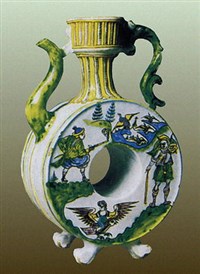 Гжель (квасник с многоцветной росписью)