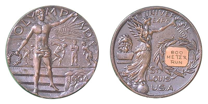 Серебряная медаль за бег на 800 м, Летние Олимпийские игры 1904 г., Сент-Луис, США