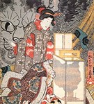 Кошка в японской гравюре