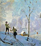 Кустодиев Борис Михайлович (Лыжники)