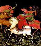 Палехская миниатюра («Девушки, провожающие всадников»)