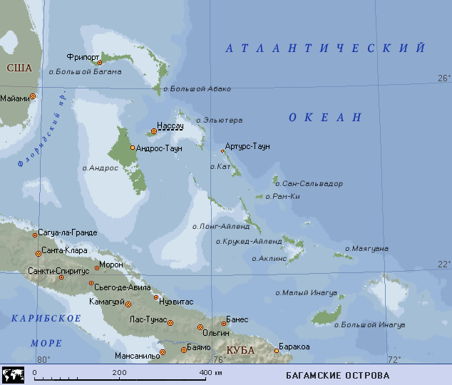 Карта багамских островов