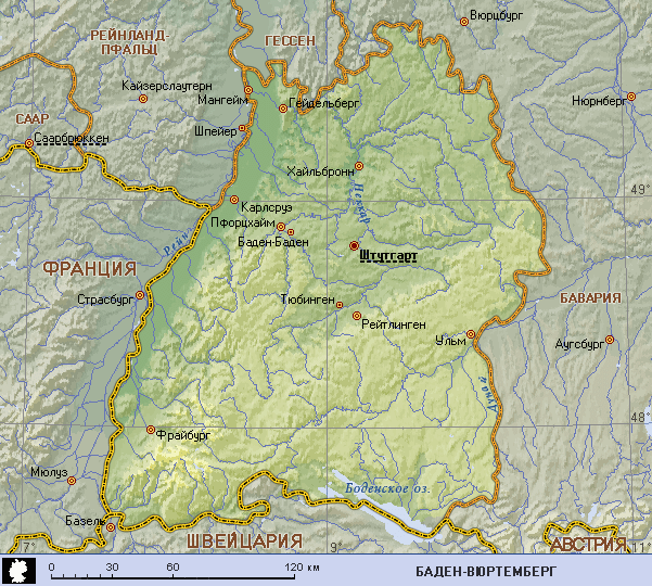 Карта баден вюртемберг германия