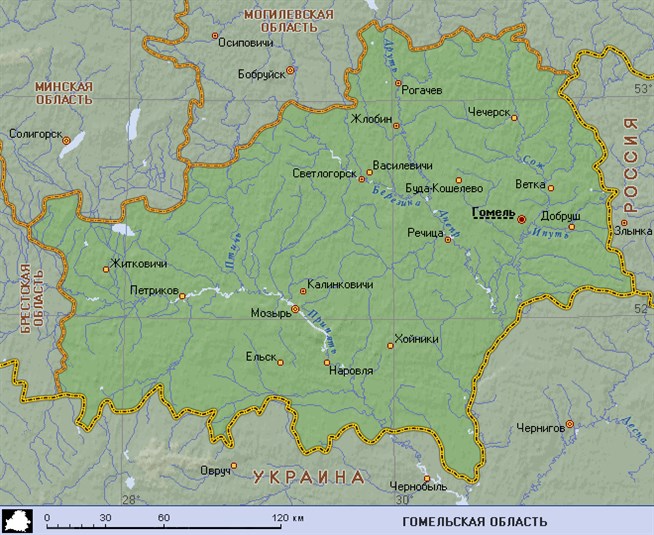 Карта гомельской обл