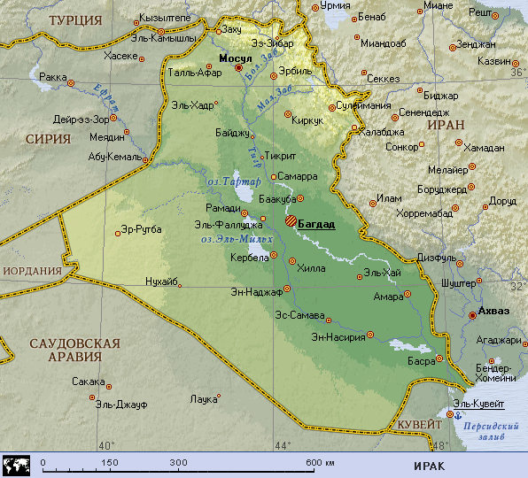 Ирак границы карта