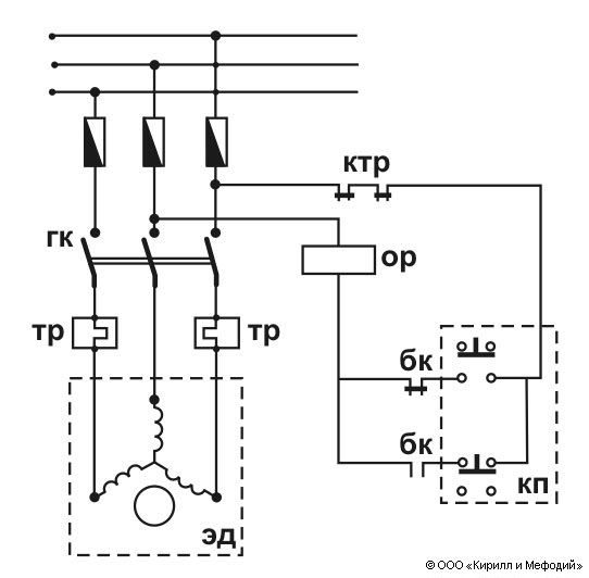 Магнитный пускатель с тепловым реле схема