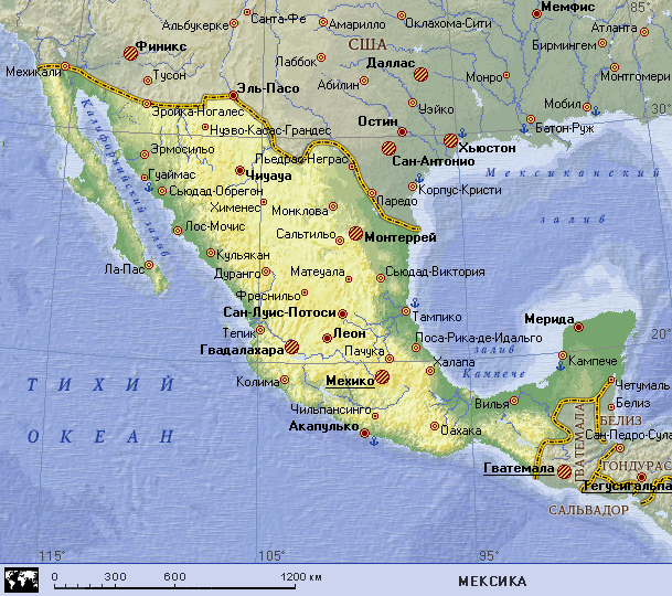 Карта мексики географическая