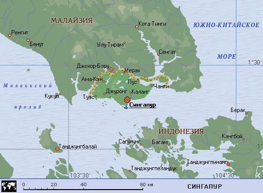 Сингапур карта географическая