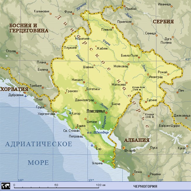 Карта черногории на карте европы - 86 фото