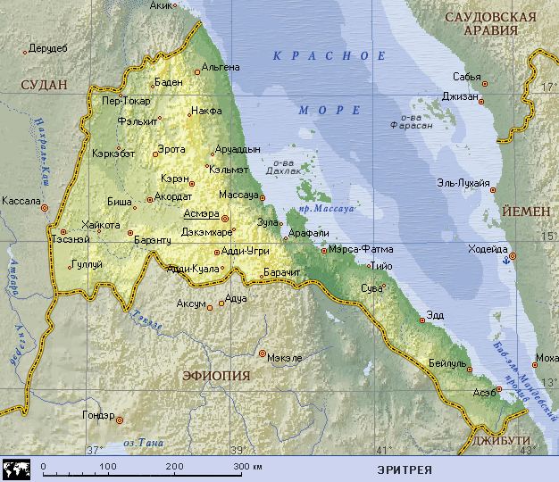 Эритрея на карте