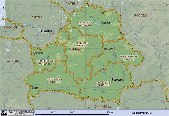 Географическая карта беларуси подробная