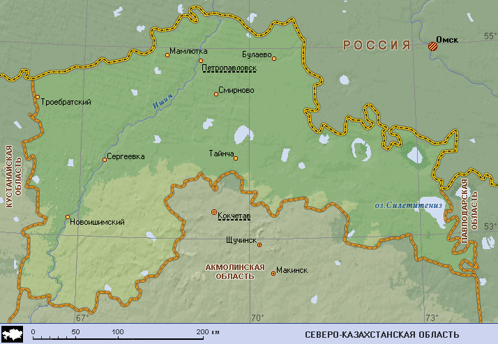 Карта сев казахстанской области