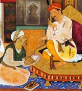 Акбар (Абу-л Фазл преподносит Акбару книгу «Акбарнаме»)