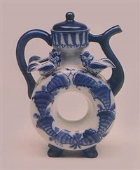 Гжель (квасник с синей росписью)