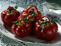 Гогошары фаршированные рисом, грибами и яйцами