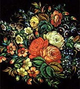 Жостовская роспись (А. Гогин. Поднос «Цветы»)