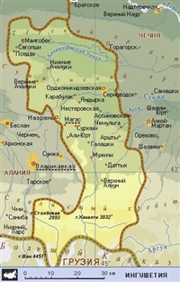 Ингушетия (географическая карта)