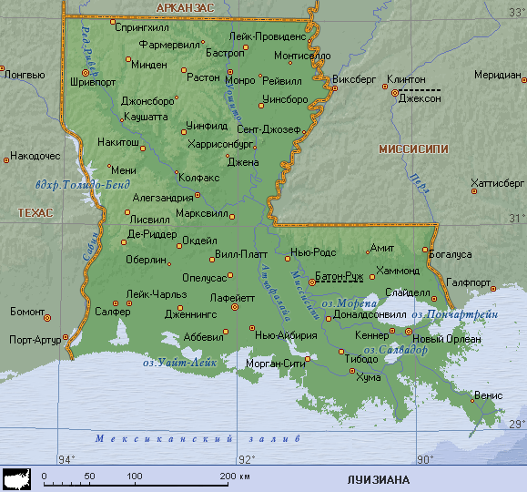 Луизиана (географическая карта) .