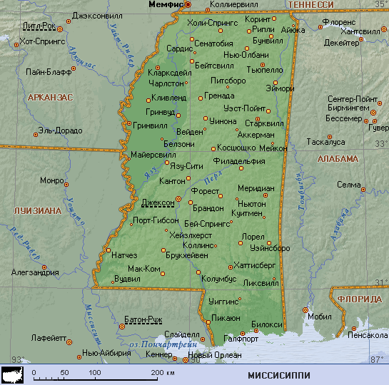 Миссисипи (географическая карта) .