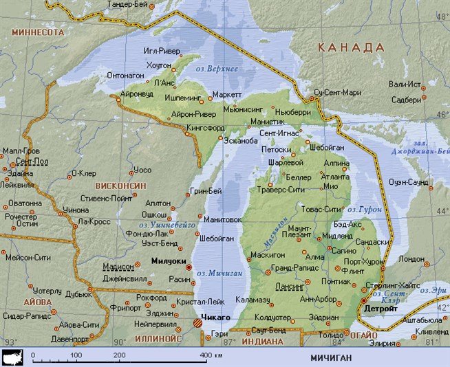 Мичиган (географическая карта) .