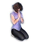 Намасте на коленях, задержка дыхания на выдохе