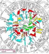 Новая хронология Фоменко-Носовского (раскрашенная прорисовка Круглого Дендерского зодиака)