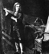 Ньютон Исаак (проводит опыт)