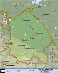 Павлодарская область (географическая карта)