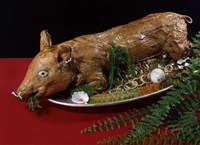 Поросенок жареный с гречневой кашей