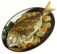 Рыба с овощами, приготовленная на пару