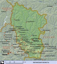 Луганская область (географическая карта)