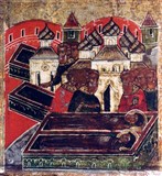 Обретение тел Петра и Февронии в едином гробе (клеймо)