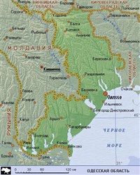 Одесская область (географическая карта)