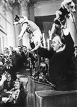 Собаки Белка и Стрелка в руках О.Г. Газенко. Август 1960 года