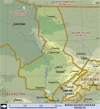 Южно-казахстанская область (географическая карта)