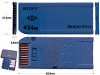 Memory Stick Sony 64 Mb (с размерами)